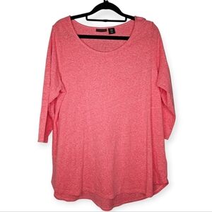 Tahari Pink Heather Knit Top, 3/4 Sleeve, Plus Size 1X, EUC